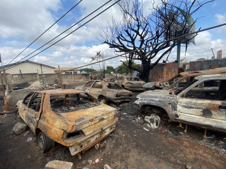 Fire Outbreak Destroys Shops and Vehicles at Mempeasem in Asawase