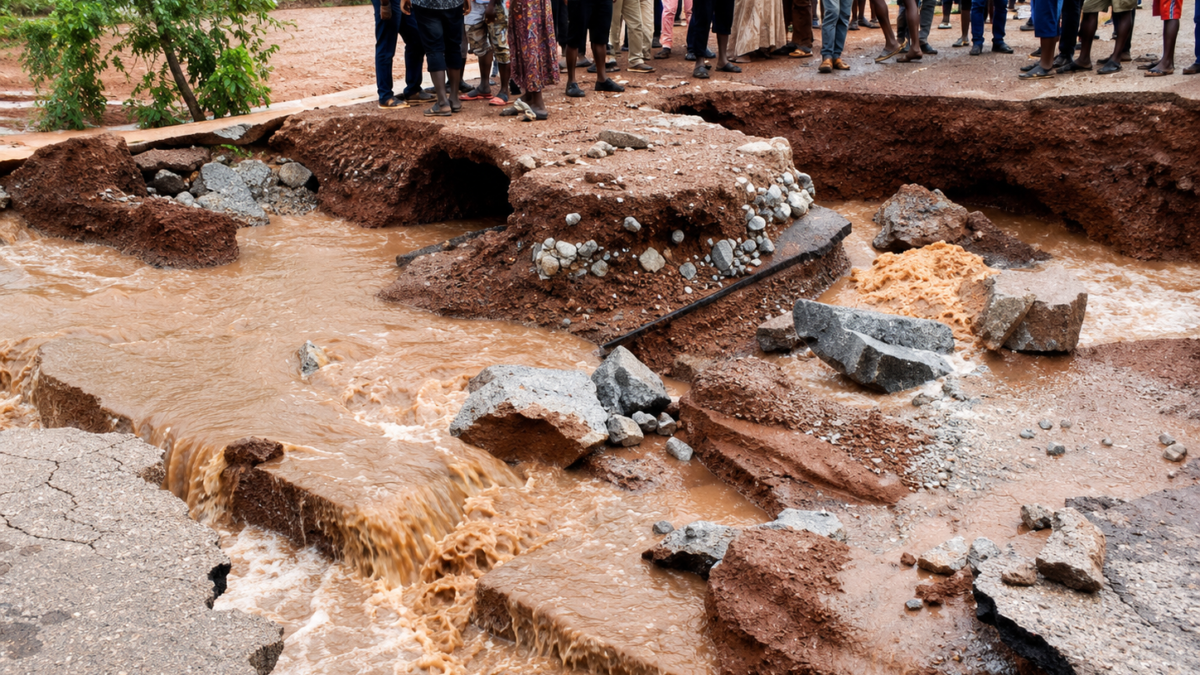 Flood Damage Forces Temporary Closure of Kumasi–Ejura Highway at Sataso